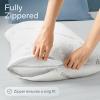 image100 Waterproof Pillow Protectors King 20x36 Pair Zippered Pillow Case Pillow Cover Guaranteed Noiseless Pad Ultra Plush Absorbent Viscose Made from Bamboo Green 2 PackWhite