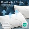 image100 Waterproof Pillow Protectors King 20x36 Pair Zippered Pillow Case Pillow Cover Guaranteed Noiseless Pad Ultra Plush Absorbent Viscose Made from Bamboo Green 2 PackWhite