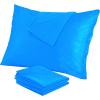 image4 Pack Waterproof Blue Pillow Protectors Standard 20x26 Inches Smooth Zipper Premium Encasement Covers Quiet Cases SetBlue