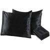 imageNiagara Black Satin Standard Pillow Cases Protectors 4 Pack with Zip Luxury 20x26inches 100 Satin Hair and Skin Care Zippered Pillow Covers UltraSoft