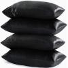imageNiagara Black Satin Standard Pillow Cases Protectors 4 Pack with Zip Luxury 20x26inches 100 Satin Hair and Skin Care Zippered Pillow Covers UltraSoft