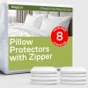 imageUltra Soft Pillow Protectors with Zipper King Size  Set of 12 Breathable Pillow Covers  100 Protection Against Stains Dust ampamp Dirt  Machine Washable WhiteWhite