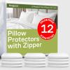 imageUltra Soft Pillow Protectors with Zipper King Size  Set of 12 Breathable Pillow Covers  100 Protection Against Stains Dust ampamp Dirt  Machine Washable WhiteWhite