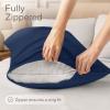 imageUltra Soft Pillow Protectors with Zipper King Size  Set of 12 Breathable Pillow Covers  100 Protection Against Stains Dust ampamp Dirt  Machine Washable WhiteNavy Blue