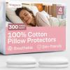 image100 Cotton 4Pack Pillow Protectors with Zipper Queen Size  100 Resistant to Stains Dust ampamp Dirt  Washable Covers for Increased Pillow LifespanCotton