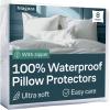 imageNiagara 4 Pack Waterproof Pillow Protectors Standard 20x26 Inches Smooth Zipper Premium Encasement Covers Quiet Cases Set WhiteKing
