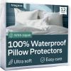 imageNiagara 4 Pack Waterproof Pillow Protectors Standard 20x26 Inches Smooth Zipper Premium Encasement Covers Quiet Cases Set WhiteQueen