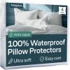 imageNiagara 4 Pack Waterproof Pillow Protectors Standard 20x26 Inches Smooth Zipper Premium Encasement Covers Quiet Cases Set WhiteStandard