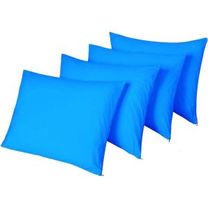 image4 Pack Waterproof Blue Pillow Protectors Standard 20x26 Inches Smooth Zipper Premium Encasement Covers Quiet Cases SetBlue