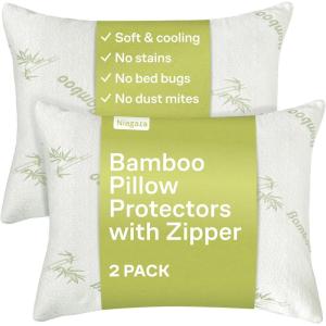 imageCloudLike Pillow Protectors with Zipper Queen Size  Breathable Cooling Pillow Covers for Hot Sleeprers  100 Resistant to Stains Dust ampamp Dirt Green 2PackGreen