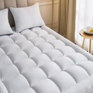 imageNiagara Mattress Topper Twin XL Extra Long Quilted Back Pain Relief Plush Down Alternative Pillow Top Fitted Skirt Protector Cooling Mattress Pad Deep Pocket Fits 20 Inches Soft White 39x80 InchesTwin XL