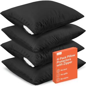 imageUltra Soft Pillow Protectors with Zipper King Size  Set of 12 Breathable Pillow Covers  100 Protection Against Stains Dust ampamp Dirt  Machine Washable WhiteBlack