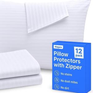 imageUltraSoft Pillow Protectors Standard Size  4Pack Zippered Covers Breathable Protection Against Stains Dirt ampamp DustKing
